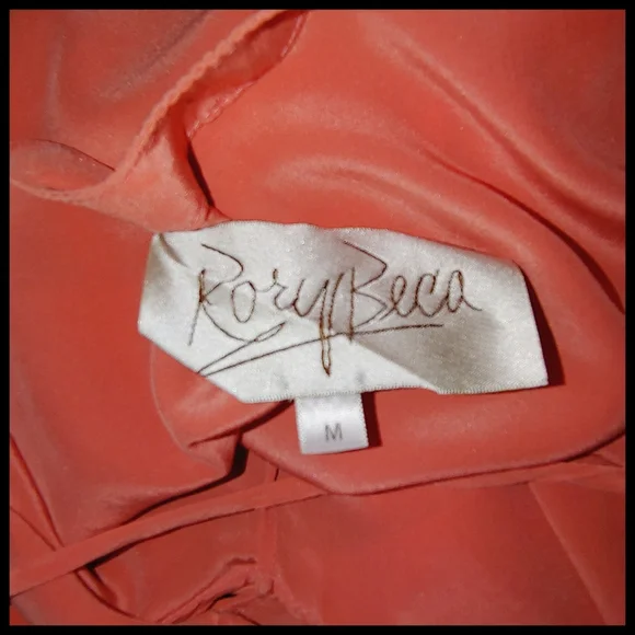 Silk Salmon Colored Belted Tunic, M - Picture 5 of 6